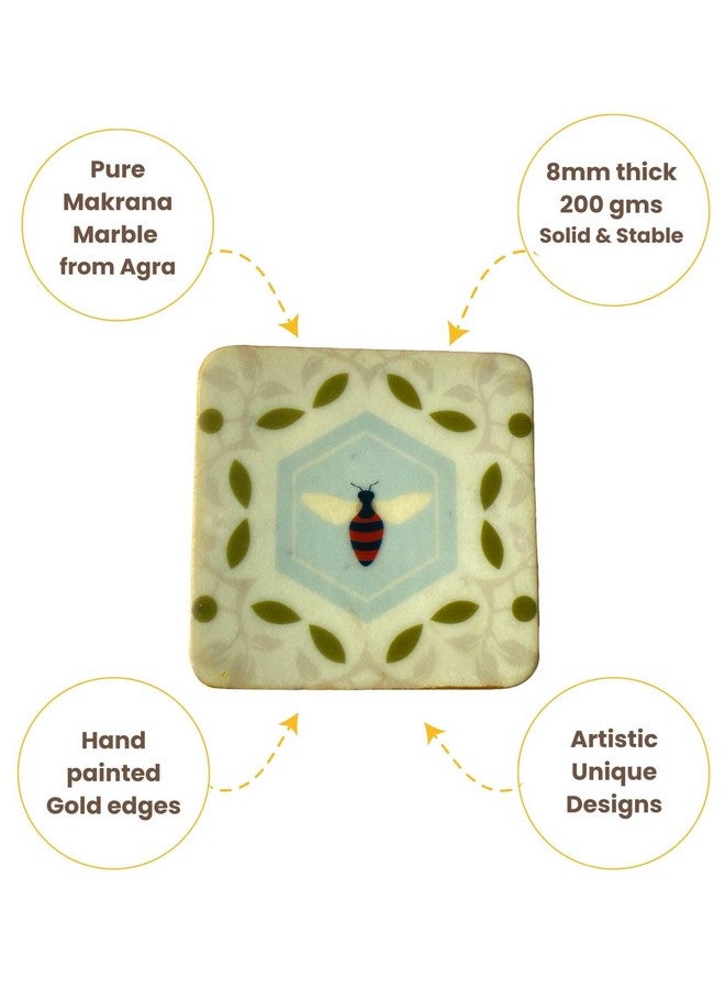 D'ORABLE Dorable Marble Coasters - Square Tea Coasters for Dining Table - Set of 2. Coasters for Couple and Anniversery Gifting. Queen’s Enclave Design in an Attractive Gift Box. - Image 4