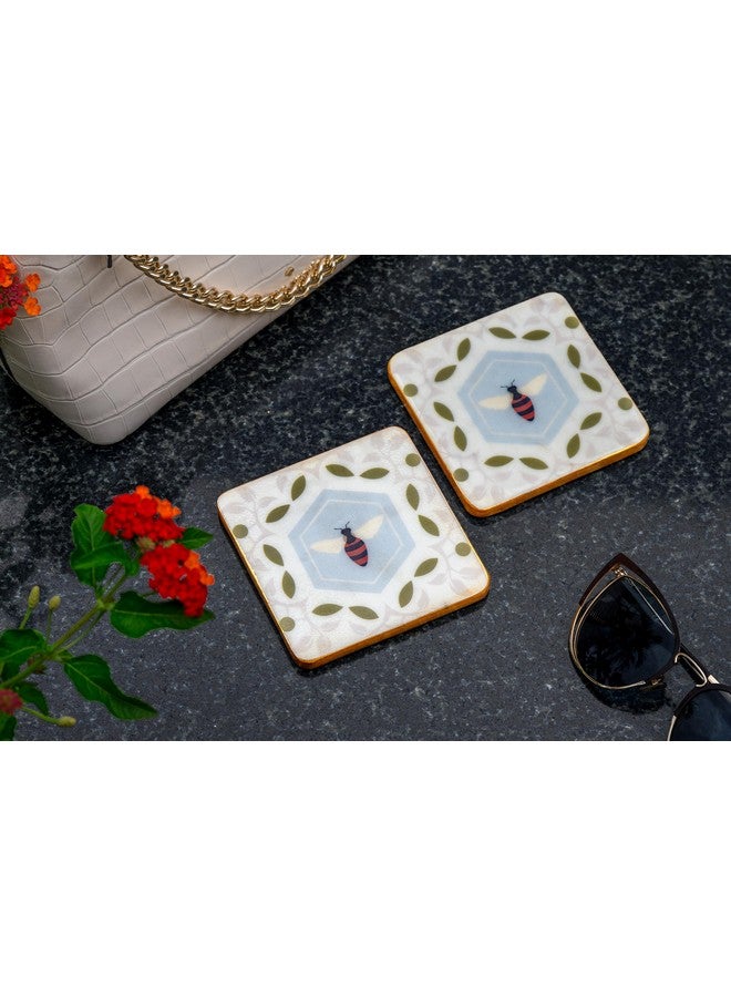 D'ORABLE Dorable Marble Coasters - Square Tea Coasters for Dining Table - Set of 2. Coasters for Couple and Anniversery Gifting. Queen’s Enclave Design in an Attractive Gift Box. - Image 2