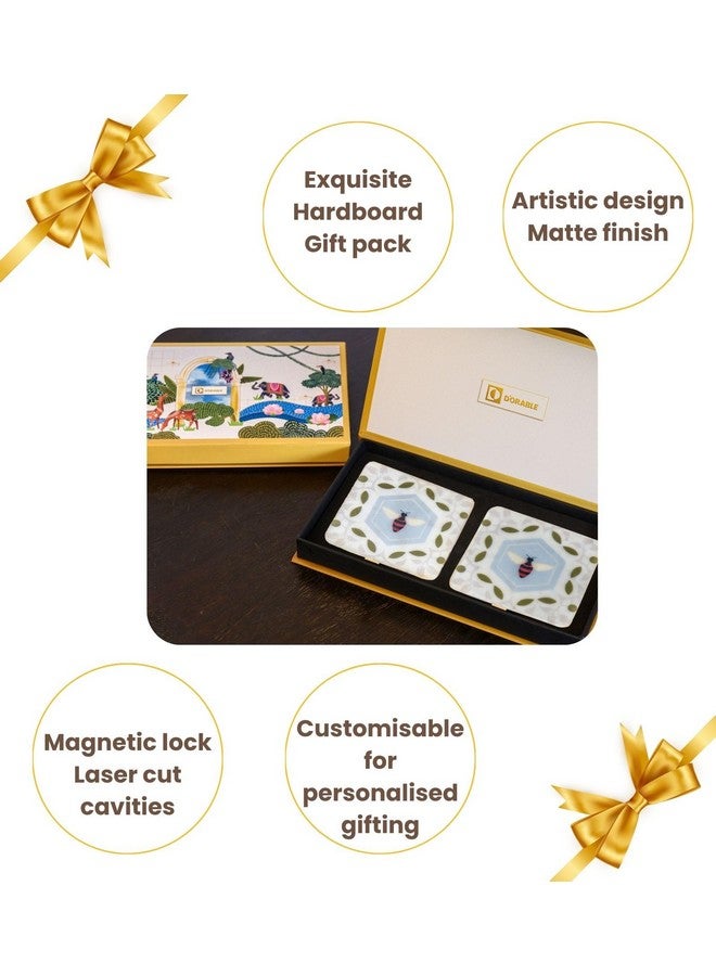 D'ORABLE Dorable Marble Coasters - Square Tea Coasters for Dining Table - Set of 2. Coasters for Couple and Anniversery Gifting. Queen’s Enclave Design in an Attractive Gift Box. - Image 5