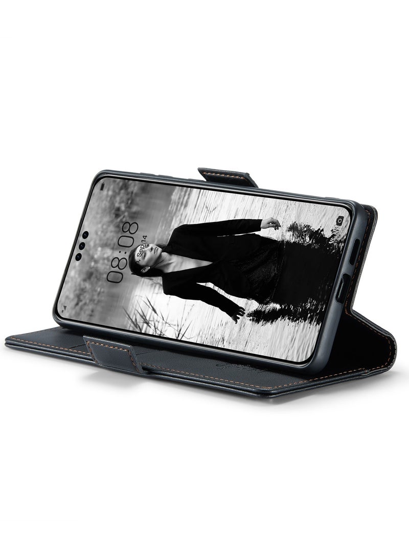 CaseMe Flip Wallet Case For HUAWEI Pura 70 Ultra [RFID Blocking] PU Leather Wallet Flip Folio Case with Card Holder Kickstand Shockproof Phone Cover (Black) - Image 3