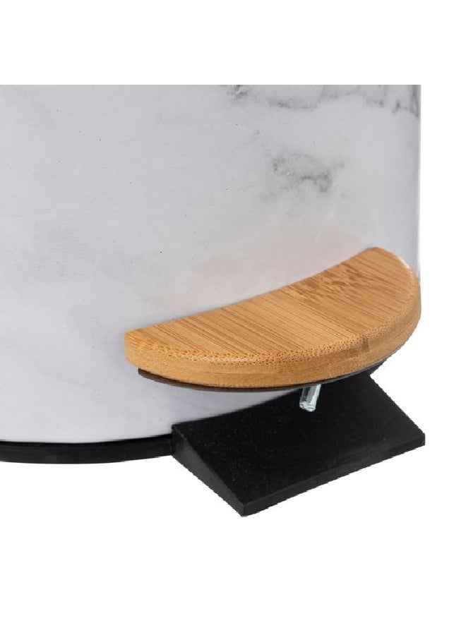 Five Simply Smart Lea Marble Effect Glossy Pedal Bin White and Brown 3 L 174995 - Image 5