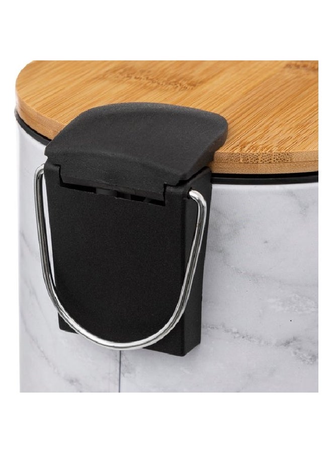 Five Simply Smart Lea Marble Effect Glossy Pedal Bin White and Brown 3 L 174995 - Image 4