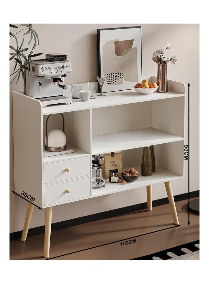 إن كي أكس خزانة مع تخزين، خزانة جانبية حديثة مع درج، خزانة وحدة تحكم بطاولة جانبية بيضاء للمنزل 100*35 سم - Image 3