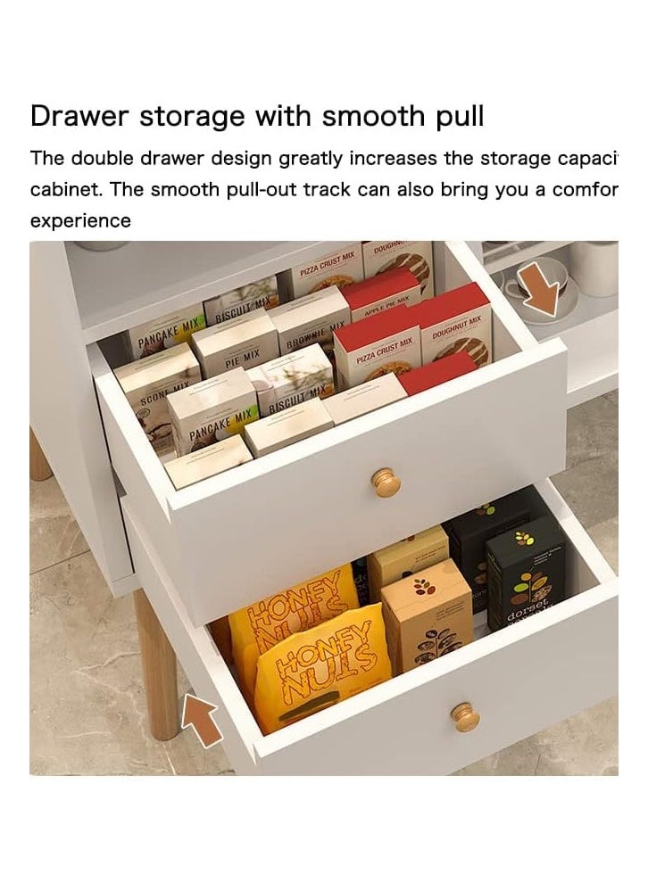 إن كي أكس خزانة مع تخزين، خزانة جانبية حديثة مع درج، خزانة وحدة تحكم بطاولة جانبية بيضاء للمنزل 100*35 سم - Image 5