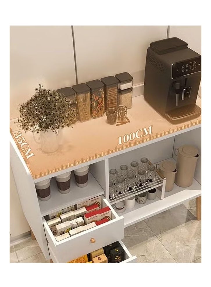 إن كي أكس خزانة مع تخزين، خزانة جانبية حديثة مع درج، خزانة وحدة تحكم بطاولة جانبية بيضاء للمنزل 100*35 سم - Image 2