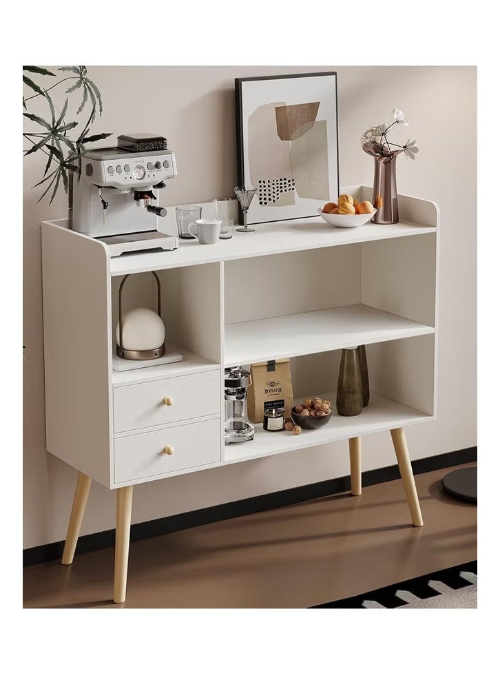 إن كي أكس خزانة مع تخزين، خزانة جانبية حديثة مع درج، خزانة وحدة تحكم بطاولة جانبية بيضاء للمنزل 100*35 سم - Image 1