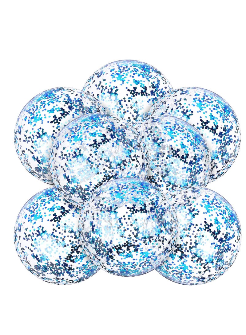 SYOSI Inflatable Beach Ball, Color Confetti Transparent Pool Party Ball 40 cm Elastic Floating Water Toy Ball Water Play Blue Sequins Ball Suitable for Boys and Girls Summer Beach, Pool (8 Pieces) - Image 1
