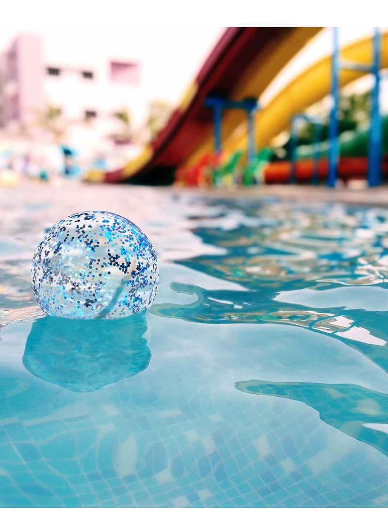SYOSI Inflatable Beach Ball, Color Confetti Transparent Pool Party Ball 40 cm Elastic Floating Water Toy Ball Water Play Blue Sequins Ball Suitable for Boys and Girls Summer Beach, Pool (8 Pieces) - Image 5