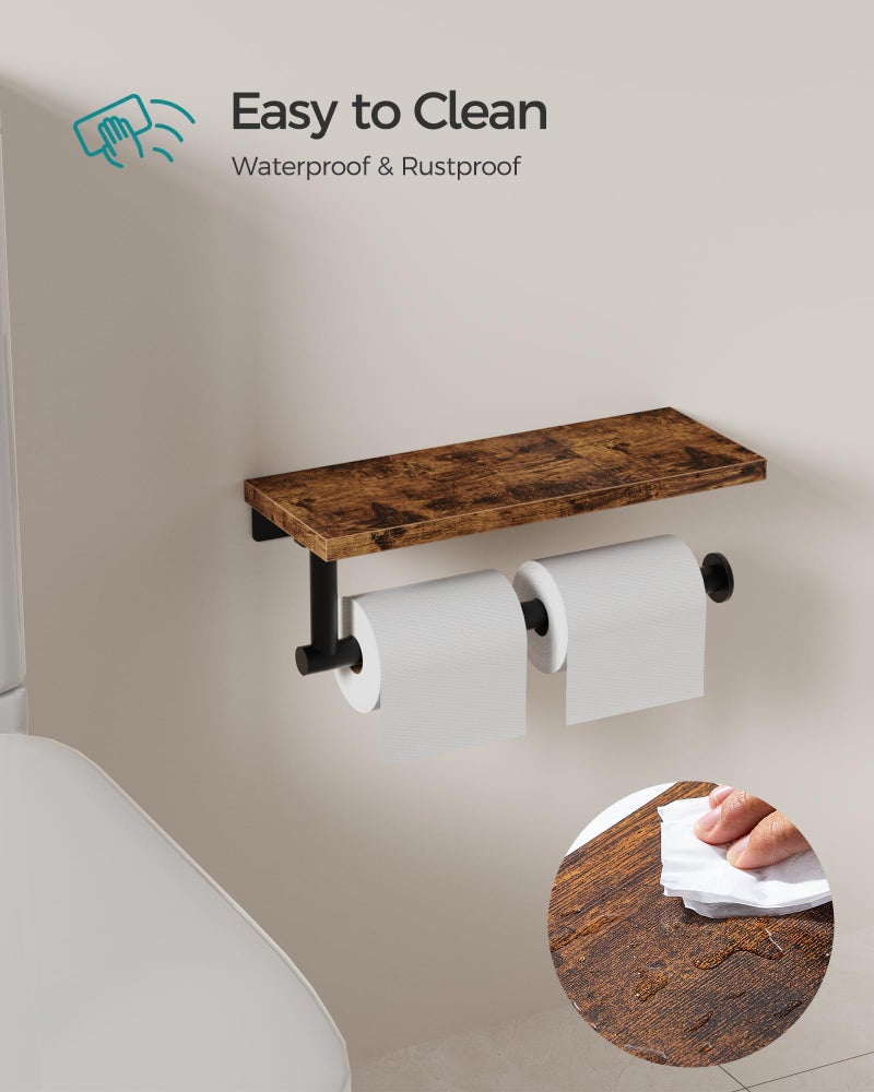 Banawey Paper Towel Holder Wall Mount with Shelf - Wooden Hanging Paper Towel Holder for Bathroom, Wall Mounted Hand Towel Holder, Paper Towel Rack for Bathroom, Kitchen, Laundry Room, Rustic Brown - Image 5