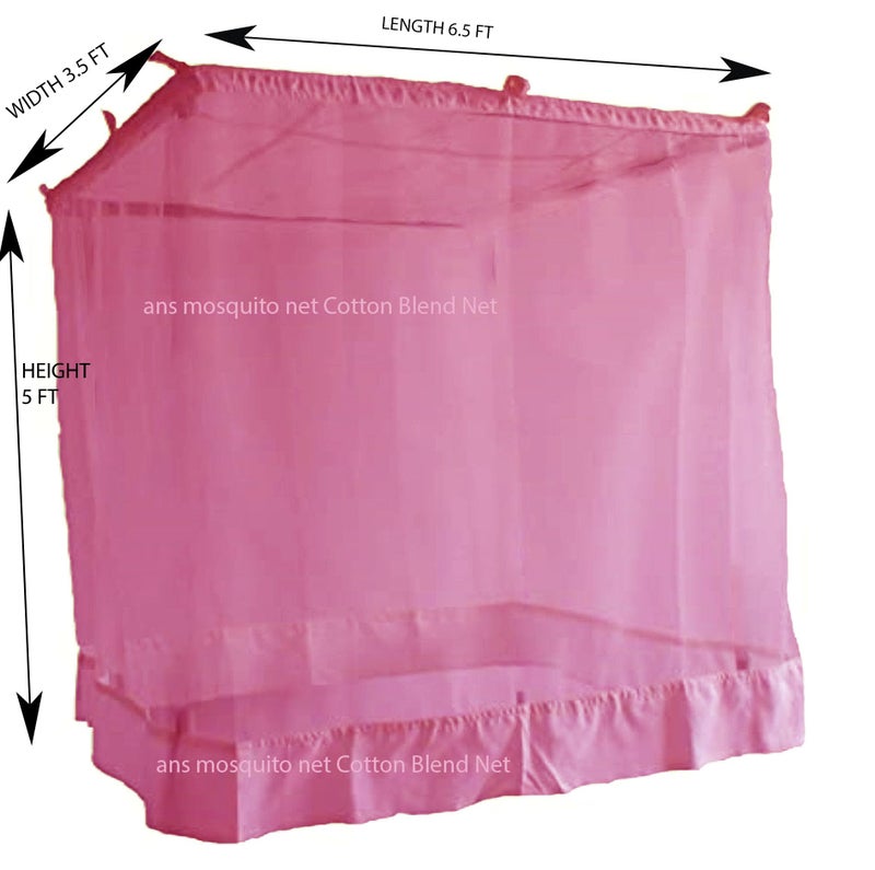 ANS Superfine Mosquito Net for Single Bed | Super Soft Free Airflow | Durable Fold | Stylish Pink | Size: 3.5 x 6.5 ft | Protection from Mosquitoes & Insects - Image 4