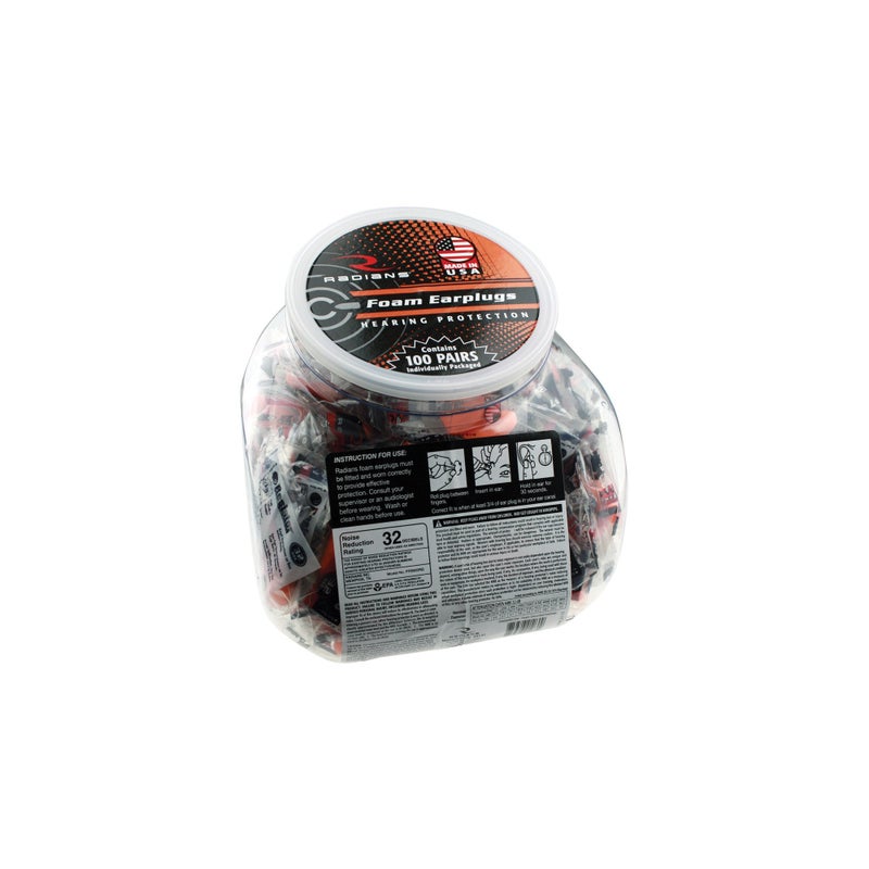 Radians Foam Plugs Nrr32 100Jar One Size FP8000RD100 - Image 3