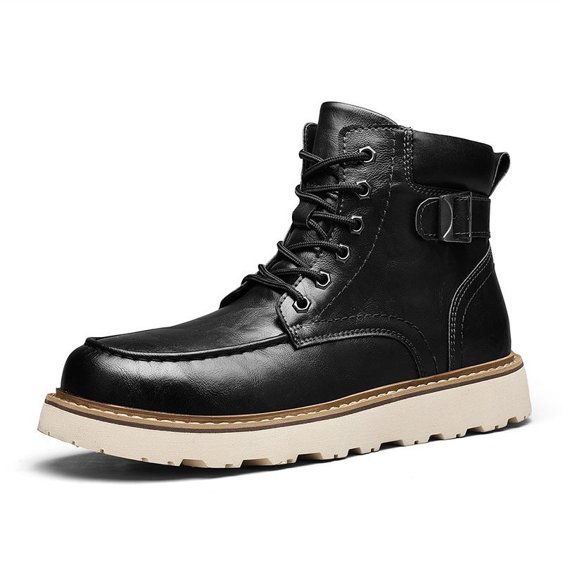 2024 Large Size Retro Martin Boots Fashionable And Easiest For Match Thick-Soled Casual Men'S Shoes Round Toe Street Knight Boots Anti-Slip - Image 1