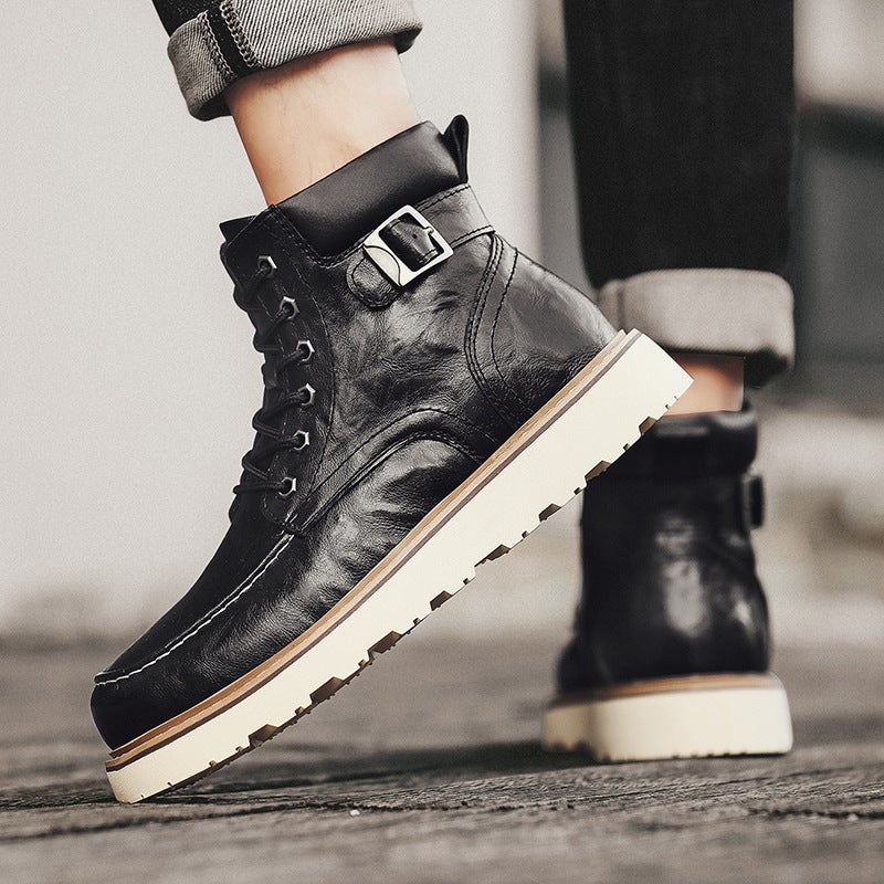 2024 Large Size Retro Martin Boots Fashionable And Easiest For Match Thick-Soled Casual Men'S Shoes Round Toe Street Knight Boots Anti-Slip - Image 5