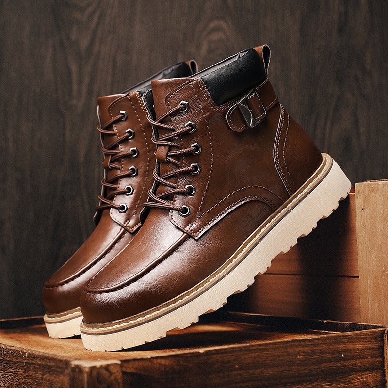 2024 Large Size Retro Martin Boots Fashionable And Easiest For Match Thick-Soled Casual Men'S Shoes Round Toe Street Knight Boots Anti-Slip - Image 4