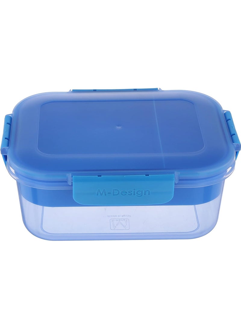 1.6L Lunch Box with Tray Blue with Blue Clips, Plastic - Image 2