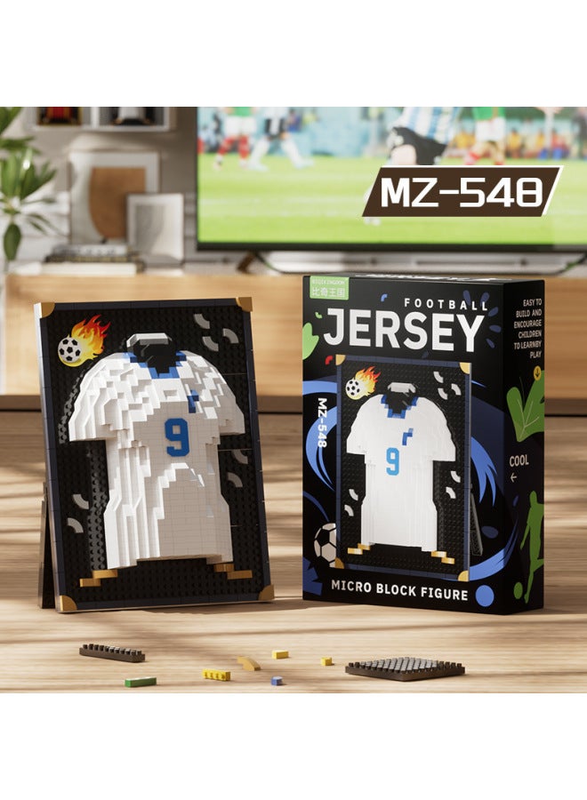 إطار Mz-548، قميص رقم 9، 589 قطعة. مجسم رياضي - ميسي، رونالدو، مبابي، كأس العالم، زينة قابلة للجمع، لعبة أطفال، هدية عيد ميلاد للمشجعين، دمية نجم رياضي، صندوق مفاجآت - Image 1