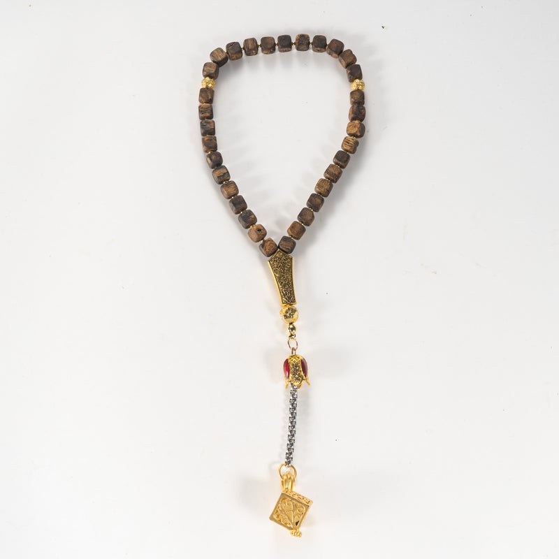 TranquilBeads Square Agarwood Prayer Beads 33 Beads 7mm for Men, Handmade Tasbih Misbaha Worry Beads, Stress Relief Fidget Beads, Rosary Style Necklace, Eid Ramadan Father's Day Gift for Him - Image 5