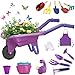 Losbenco 15 PCS Kids Gardening Tool Set for Girls Boys Toddler Gardening Tools Set with Wheelbarrow Flower Pot Storage Bag Rake Fork Shovel Apron Outdoor Garden Tool Play Set for Kids - Image 2