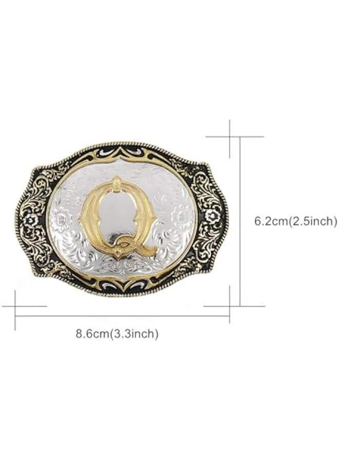 Western Belt Buckle Initial Letters ABCDMRJ to Z Cowboy Rodeo Small Gold Belt Buckles for Men Women - Image 3