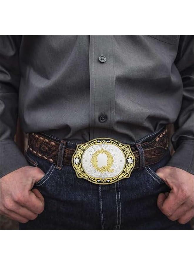 Western Belt Buckle Initial Letters ABCDMRJ to Z Cowboy Rodeo Small Gold Belt Buckles for Men Women - Image 4
