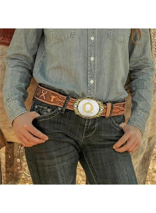 Western Belt Buckle Initial Letters ABCDMRJ to Z Cowboy Rodeo Small Gold Belt Buckles for Men Women - Image 5