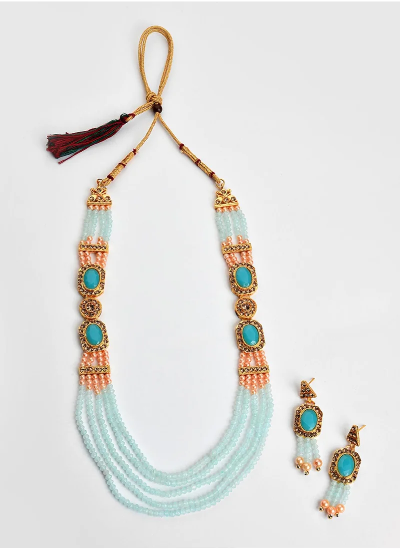 SOHI Stone-Studded & Beaded Jewellery Set