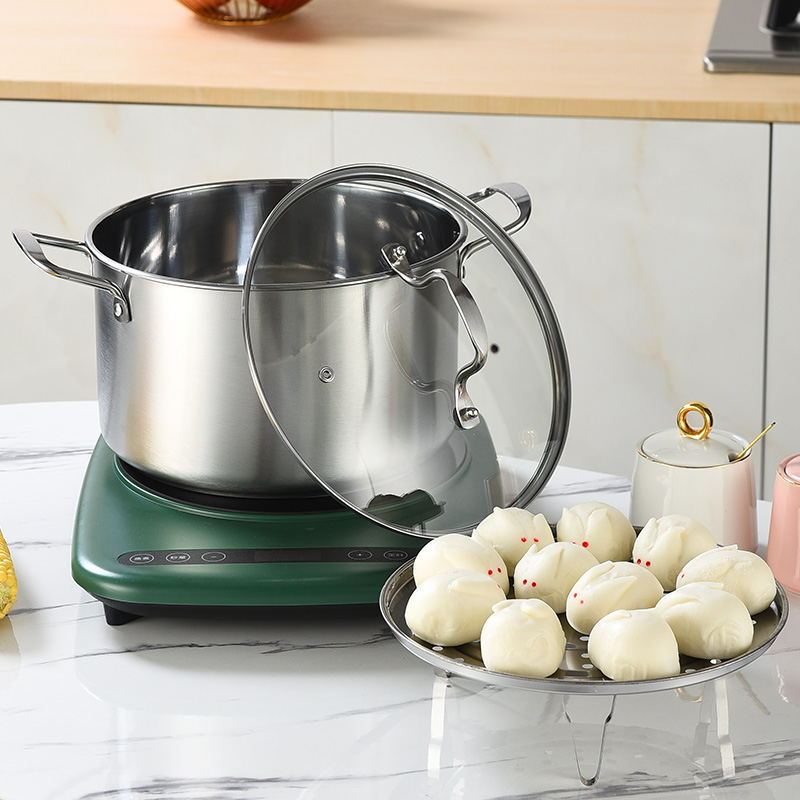 Stainless Steel Soup Pot 26cm 5L With Steaming Rack - Thickened Base For Even Heat Distribution - Coating-Free Healthy Cooking for Home Kitchen - Image 3
