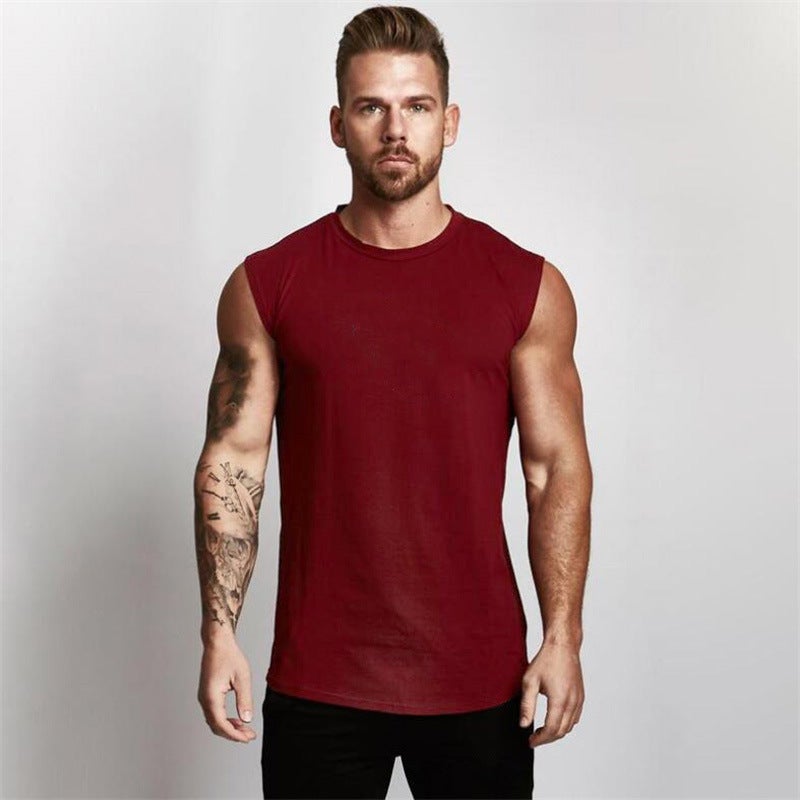 Mens Cotton Sleeveless Sports Tank Top White  - Image 5