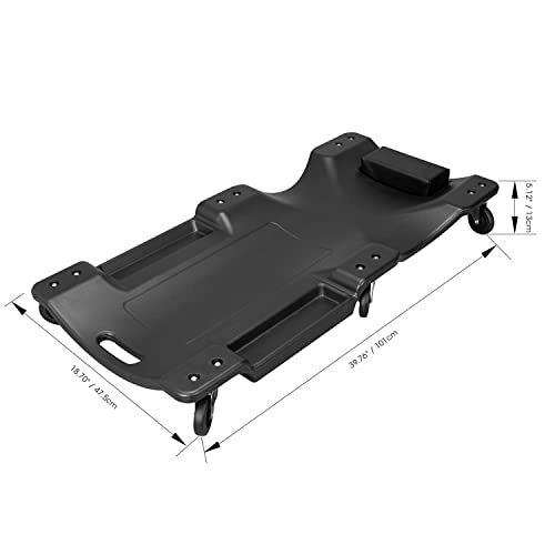 BIG RED ATRP6240BR Blow Molded Plastic Rolling Garage/Shop Creeper: 40" Mechanic Cart with Padded Headrest and 6 Casters, 280 LBS, Black - Image 2