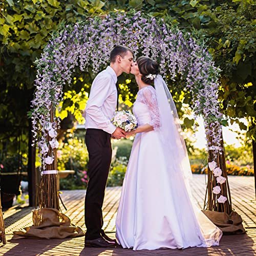 JUSTOYOU 3PCS 7FT Artificial Wisteria Vine Garland Fake Flower Wisteria Garlands for Outdoor Indoor Wedding Wall Badroom Decoration(Purple) - Image 2