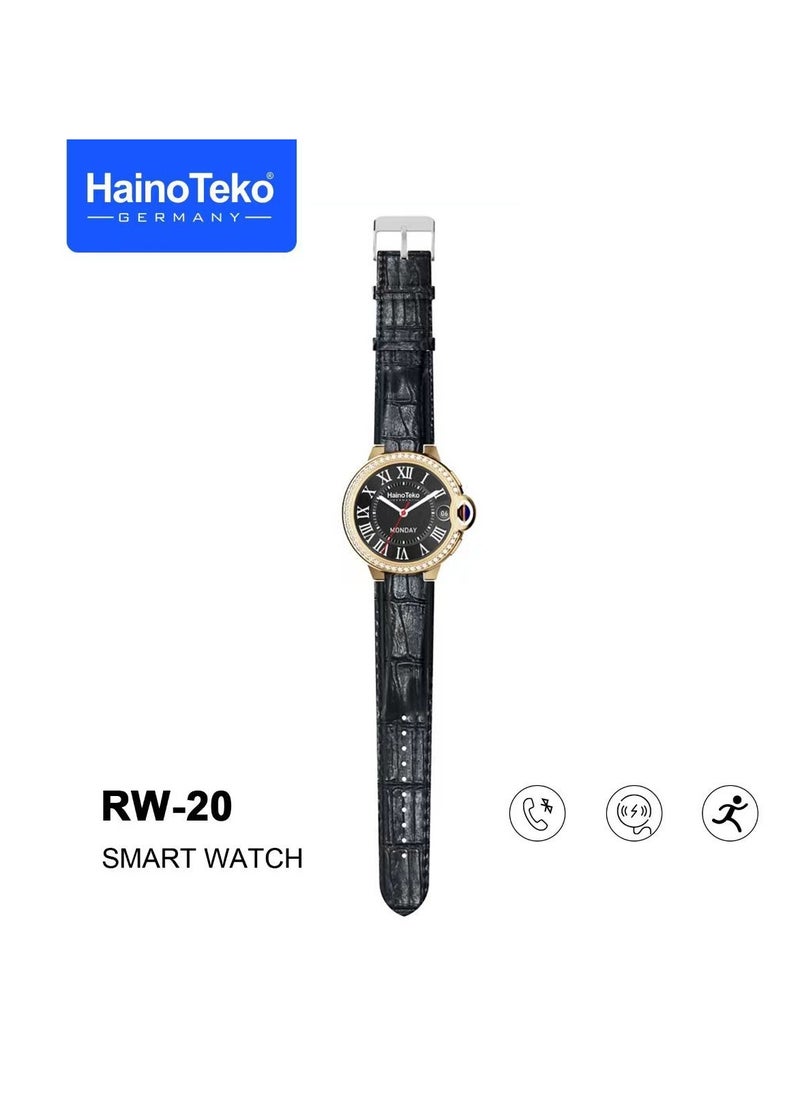 Haino Teko - Haino Teko Germany RW 20 Dimond edition classic Round smartwatch with Two set strap for women's and Girls Red - Image 1