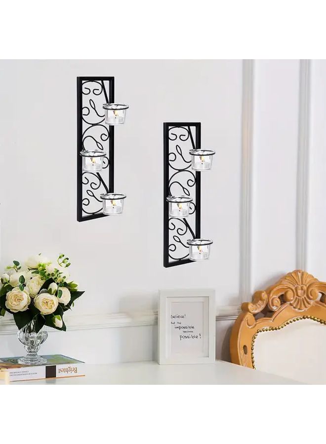 2pcs Elegant Black Iron Wall Sconces for Living Room Bathroom Bedroom Decor - Image 1