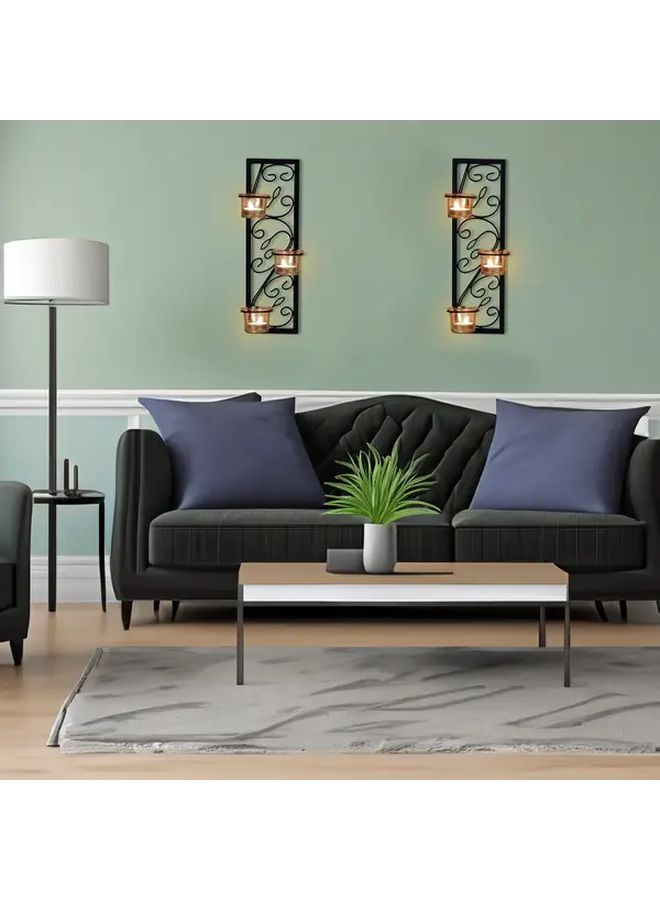 2pcs Elegant Black Iron Wall Sconces for Living Room Bathroom Bedroom Decor - Image 2