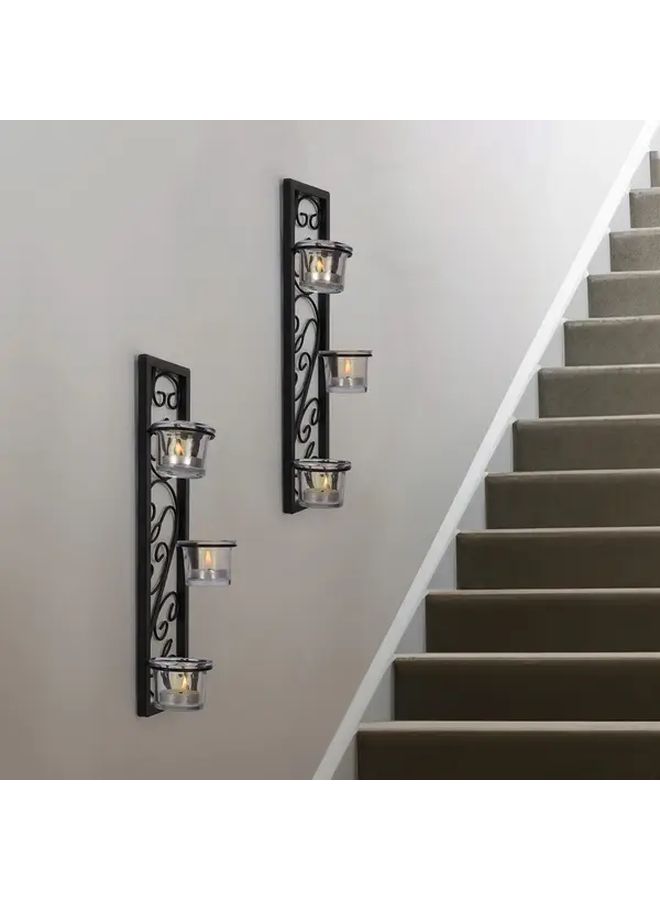 2pcs Elegant Black Iron Wall Sconces for Living Room Bathroom Bedroom Decor - Image 4