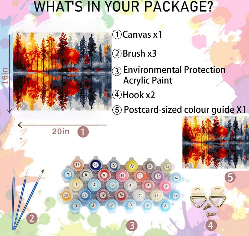 igoodom Paint by Numbers Kit for Adults Beginner, Landscape Adult Paint by Number Kits on Canvas, DIY Adults' Paint-by-Number Kits for Gift Home Wall Decor 16x20inch - Image 5