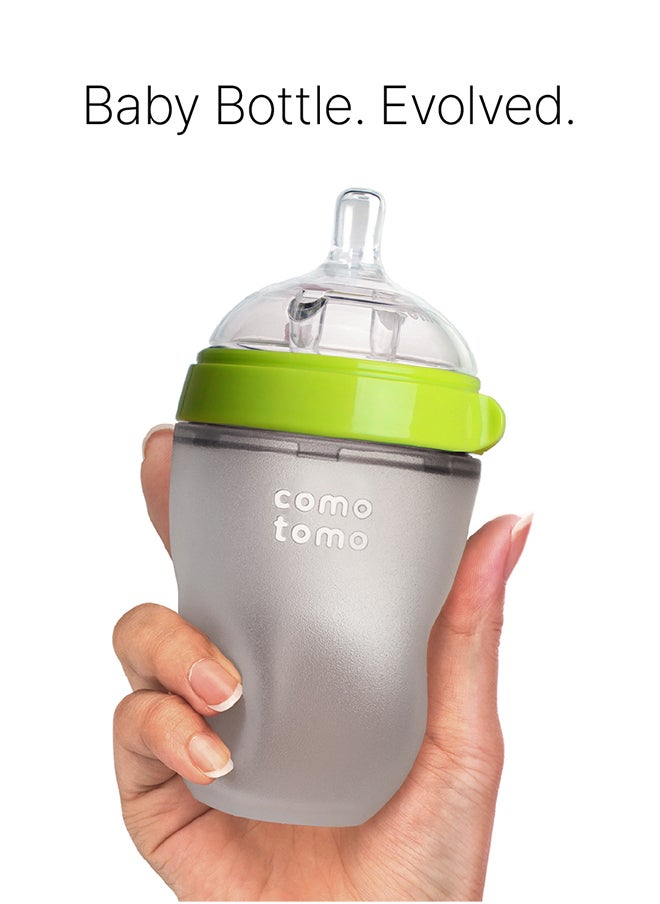 comotomo - Natural Feel Baby Bottle 250 ML With Silicone Baby Teether, 3 Months + - Image 1