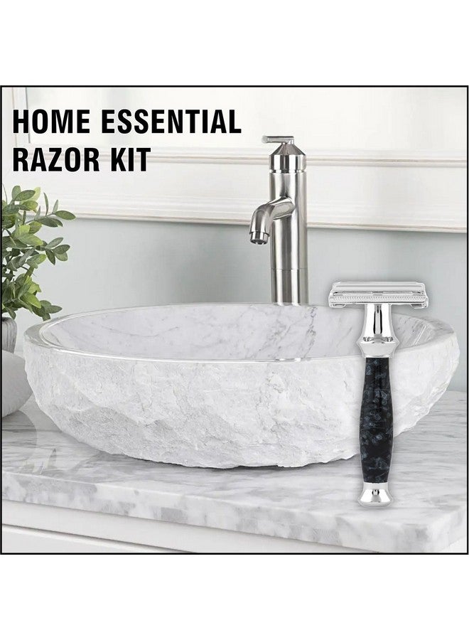 PEARL Men Shaving Double Edge Safety Razor (Ss-95 Marble Black) | Proudly Made In India | Brass Metal Chrome Plating | Classic And Razor | Butterfly Safety Razor | 10 Platinum Coated - Image 4