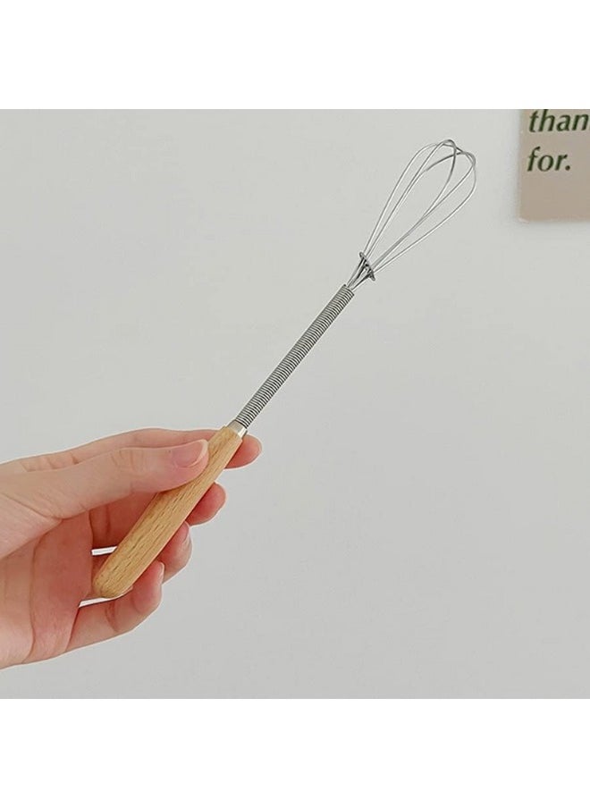 Generic Mini Whisk Stainless Steel Wire Small Whisk Egg Whisk Cooking Frother Egg Beater Tiny Whisk with Wood Handle 20cm for Whisking, Beating, Blending Ingredients, Mixing Sauces Pack of 2  - Image 5