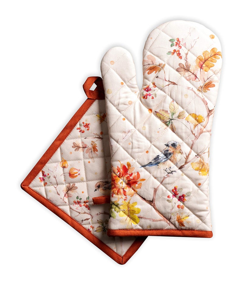 ميزون دي هيرمين Maison D 'Hermine Oven Mitt + Pot Bot Bot 100 ٪ Cotton Kitchen Oven Mitt (7.5 "" X13 "")