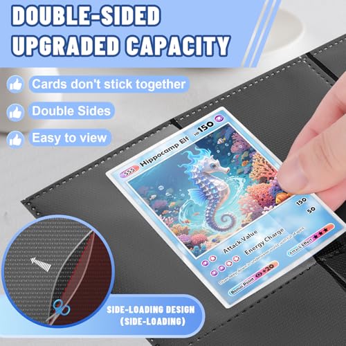 Kitoyz 900 Pockets Trading Card Binder Sleeves, Baseball Card Sleeves Fit for Standard Size Sport Cards, Baseball Card Holder for 3 Ring Binder - Image 3