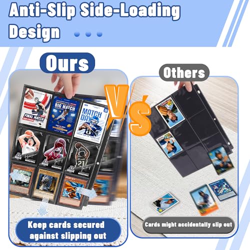 Kitoyz 900 Pockets Trading Card Binder Sleeves, Baseball Card Sleeves Fit for Standard Size Sport Cards, Baseball Card Holder for 3 Ring Binder - Image 5