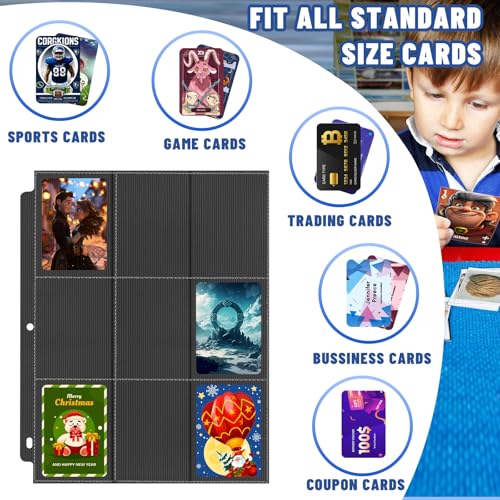 Kitoyz 900 Pockets Trading Card Binder Sleeves, Baseball Card Sleeves Fit for Standard Size Sport Cards, Baseball Card Holder for 3 Ring Binder - Image 2