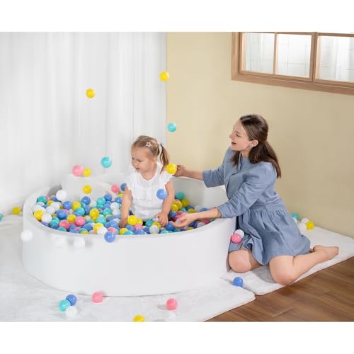 UHAPPYEE Extra Large Soft Ball Pit for Toddler 51 x 118 in Foam Ball Pit for Baby Kids White - Image 1