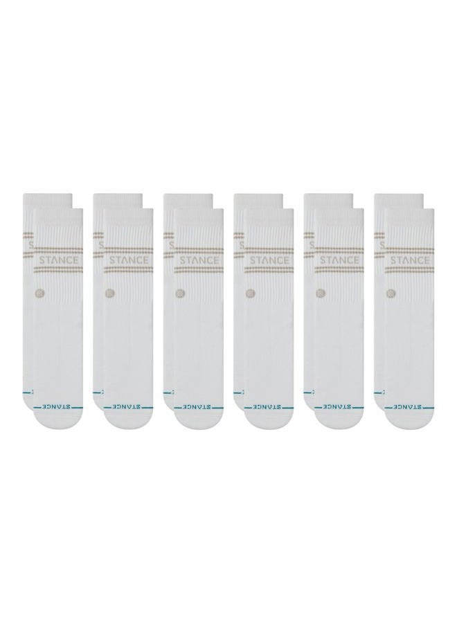 Stance Vital Crew Sock 6-Pack for Men and Women, White, L - Image 1