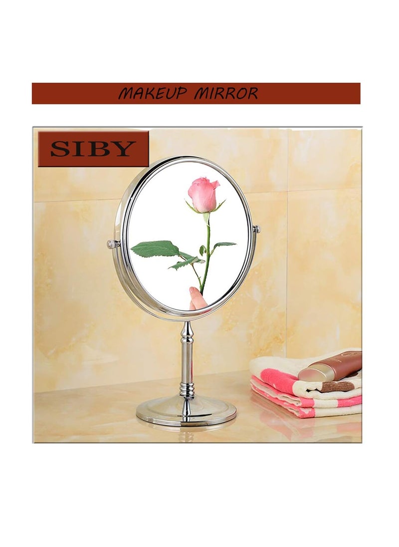 SIBY Siby Makeup Mirror For Women 360 Rotating Double Sided Tabletop Cosmetic Mirror With 1X 5X Magnification Bathroom Shaving Mirror With Stand Glass Oval  - Image 5
