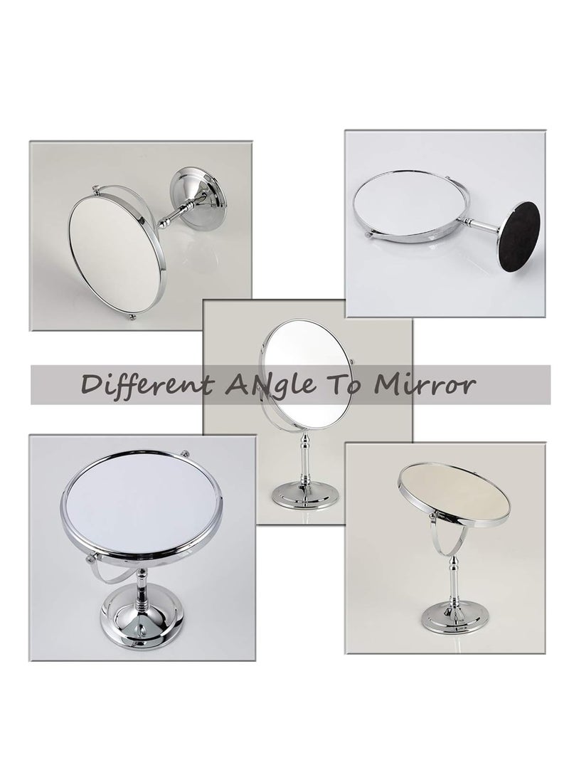 SIBY Siby Makeup Mirror For Women 360 Rotating Double Sided Tabletop Cosmetic Mirror With 1X 5X Magnification Bathroom Shaving Mirror With Stand Glass Oval  - Image 3