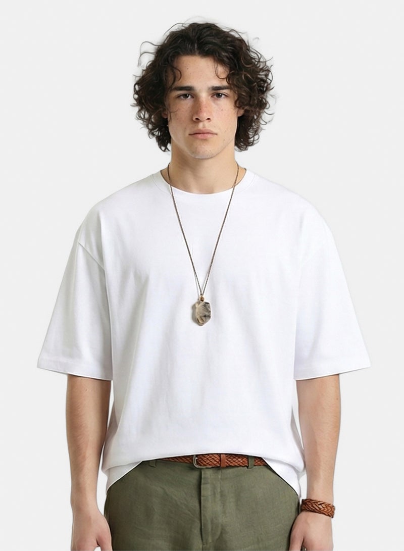 RAVIN Men Relaxed Fit Solid Summer Basic Tee White - Image 1