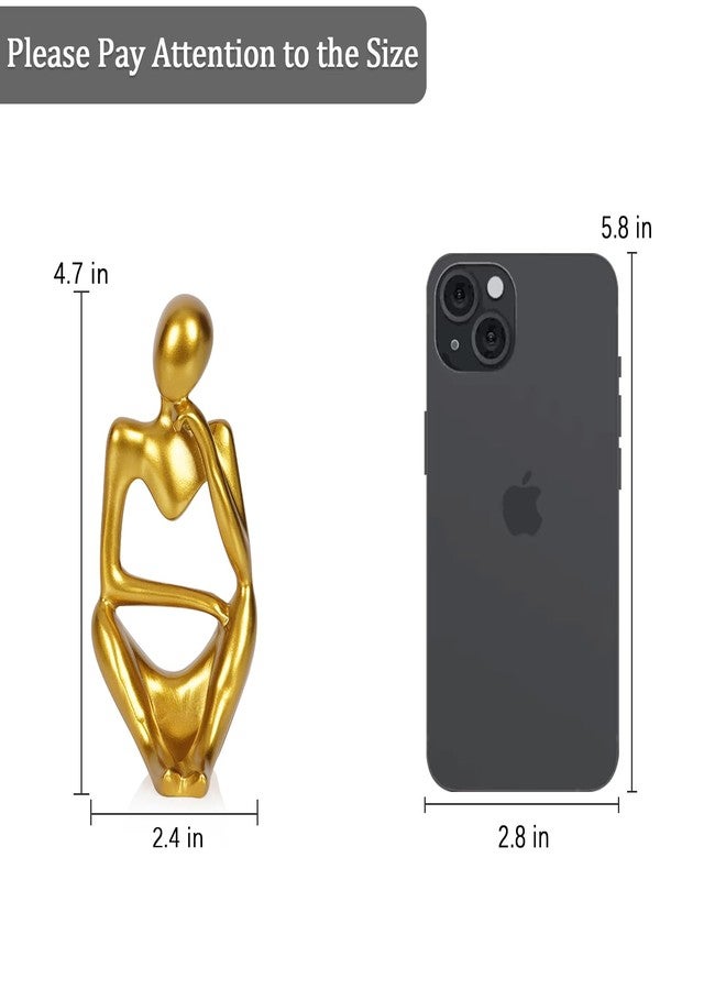 Ozzptuu Sandstone Resin Thinker Style Abstract Sculpture Statue Collectible Figurines Home Office Bookshelf Desktop Decor (Small Gold, Right) - Image 2