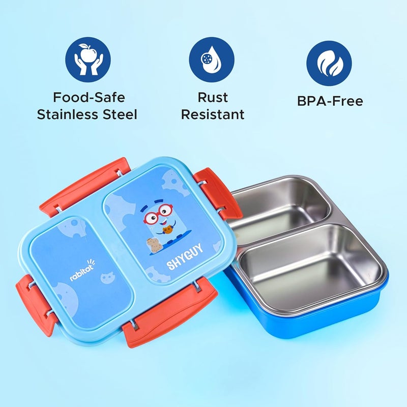 Rabitat Yumzee Stainless Steel Bento Lunch Box 750ml- 2 Years Brand Warranty | Tiffin Box for Kids | Lunch Box for Kids | Steel Tiffin Box for School | Shyguy - Image 3