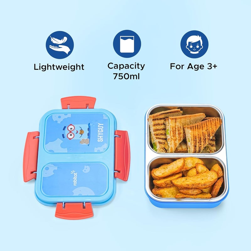 Rabitat Yumzee Stainless Steel Bento Lunch Box 750ml- 2 Years Brand Warranty | Tiffin Box for Kids | Lunch Box for Kids | Steel Tiffin Box for School | Shyguy - Image 2